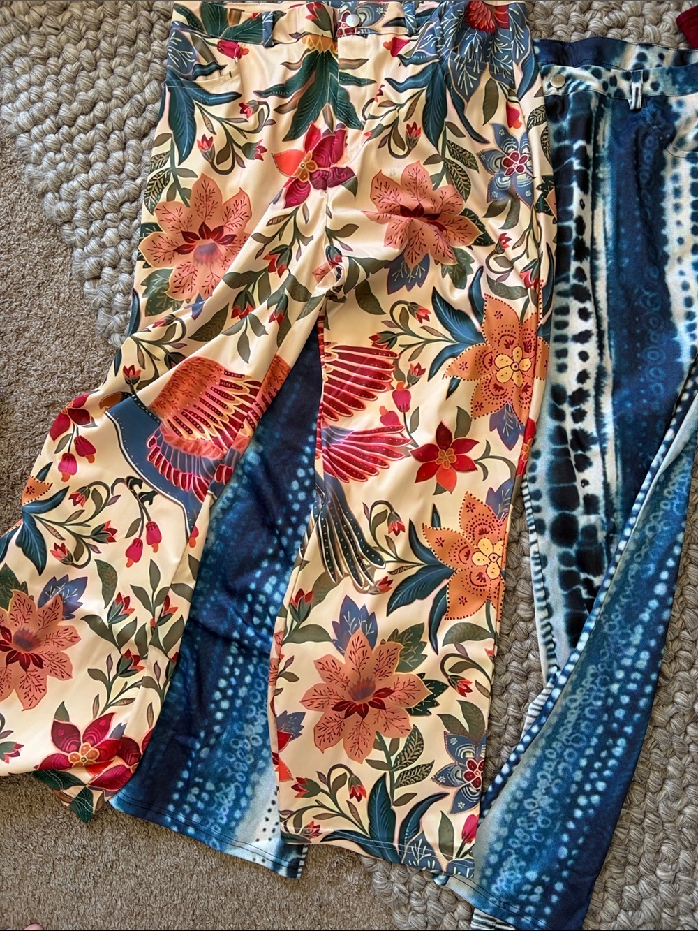 Set-Floral & Tie-Dye Mixed Print pant  Set - Blue, Pink, Coral both pair for $8